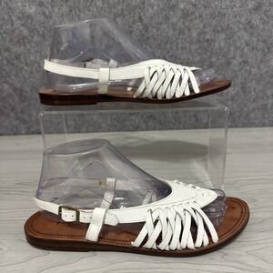 G.H. Bass & Co. Tampa White Leather Woven Huarache Sandals Women's Size 9M